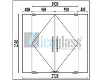 CỬA KÍNH THỦY LỰC 2 CÁNH 2 VÁCH BÊN 