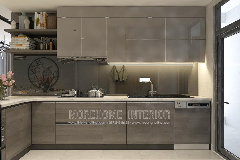Thiết kế nội thất tủ bếp chung cư Discovery Complex tại Hà Nội sag trọng và ấn tượng Thiết kế tủ bếp chung cư đẹp